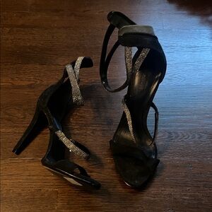 SCHUTZ Black and Silver Strappy Heels